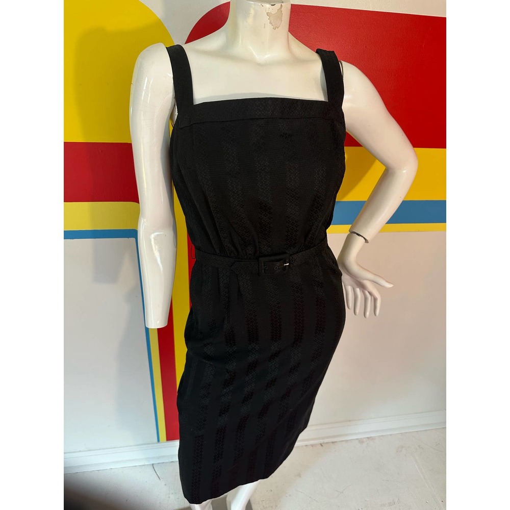 1960s vintage black cotton sundress by Lanz sz xs s